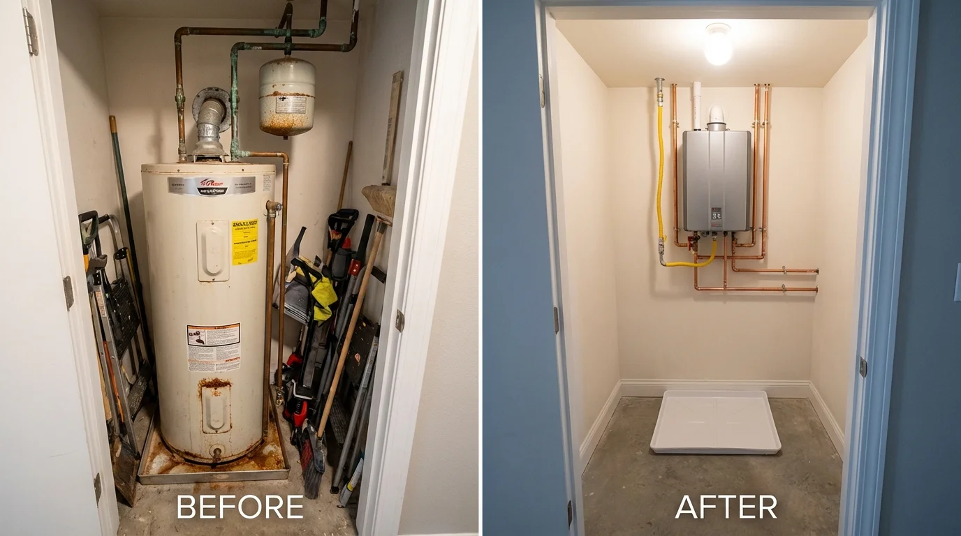 Tank water heater versus wall-mounted tankless unit comparison for Jesup, GA homeowners